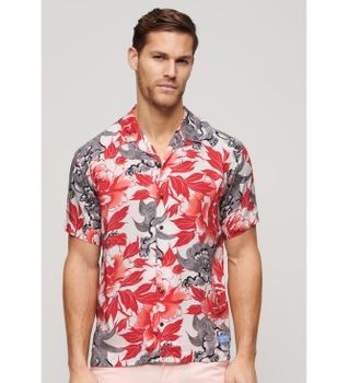 Superdry para hombre. M4010740A Camisa Hawaiian Resort rosa (XXL), Casual, Algodón, Manga corta