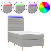 estructura de cama led con cabecero con somier colchon 80x200cm tela gris claro tdl0209509