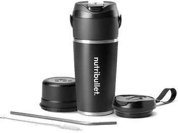 Batidora de vaso - nutribullet FLIP NBP016B, personal, Vaso portátil 590 ml, Motor 11.1 V, Sin BPA, Carga USB-C, Negro
