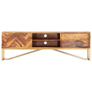Mueble Para Tv | Mueble De Salón | Gabinete De Tv Madera Maciza De Acacia 140x30x45 Cm