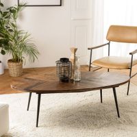 mesa de centro ovalada 135x70cm tablero en espiga