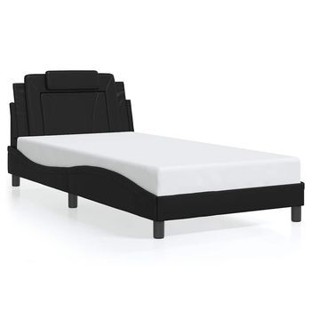 Estructura De Cama Viana Sin Colchón Cuero Sintético Negro 100x200 Cm Vidaxl