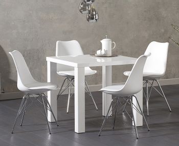 Atlanta 80cm White High Gloss Dining Table with Celine Chrome Leg Chairs