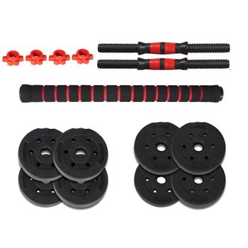 Mancuernas Ajustables 10 kg 2 en 1 con Barra Recta – Juego de Pesas Multifunción para Musculación y Fitness – Set de Mancuernas Convertibles en Barra – Mangos Antideslizantes y Discos Seguros –
