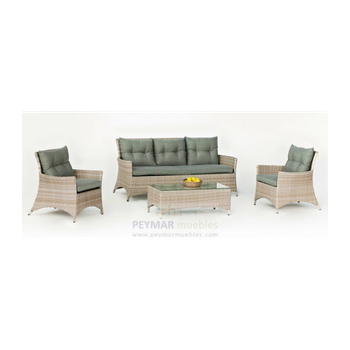 Conjunto Sofá 3 Plazas Sillones Y Mesa De Centro Exterior