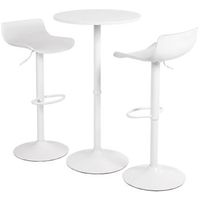 set de 2 taburetes de bar con mesa alta fernie plastico blanco 60x146x108 cm clp