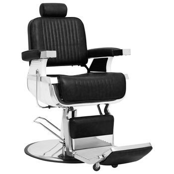 Silla De Peluquería De Cuero Sintético Negro 68x69x116 Cm Vidaxl