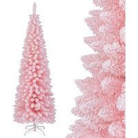 arbol de navidad nevado costway arbol de navidad slimestrecho 460 puntas - 180cm - rosa