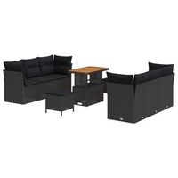 conjunto de sofa de jardin 9 pcs negro ratan sintetico vidaxl