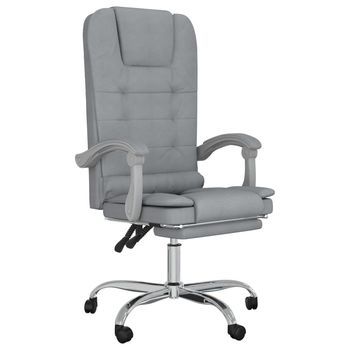 Silla De Masaje | Silla De Gaming Reclinable Con Masaje De Tela Gris Claro