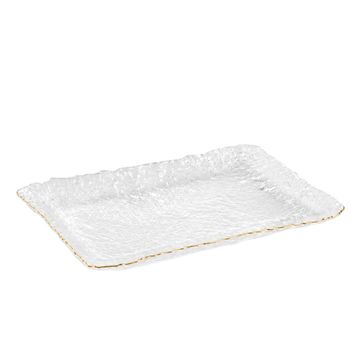 Plato para pastel con borde dorado 23x14.5x2.5cm