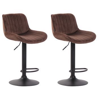 Set De 2 Taburetes De Bar Lentini En Terciopelo Marrón 50x50x86 Cm Clp