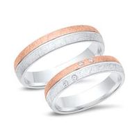 alianzas 18 quilates oro blanco-rojo 4 diamantes