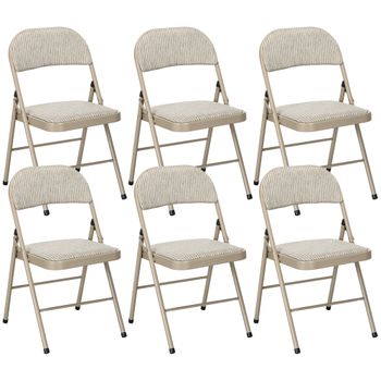 HOMCOM Sillas Plegables Comedor 6 Sillas Portátiles Acero 45x46x78 cm Beige   Aosom España
