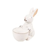 huevera con forma de conejo de gres blanco