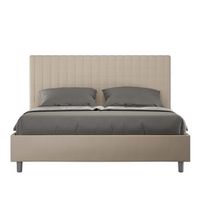 cama con somier acolchada 160x210 cuero sintetico gris paloma sunny