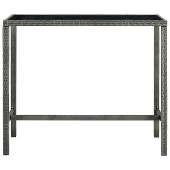 Mesa Alta De Jardín | Mesa De Exterior Ratán Sintético Y Vidrio Gris 130x60x110cm