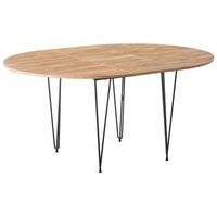 mesa de comedor ovalada extensible 120160 x 120 cm mecanismo de mariposa mdf patas de metal marron louise