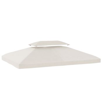 Outsunny Toldo de Recambio 4x3 m con Techo Doble Orificios de Drenaje y Protección UV Solo Toldo NO Incluye Marco Crema