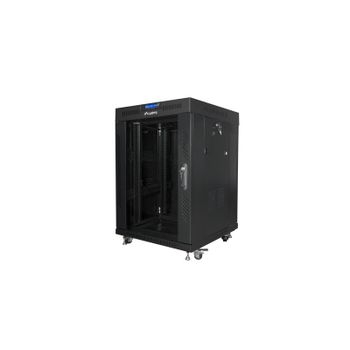 Rack Lanberg FF01-6615-12BL 15U 1200kg LCD Termostato Vidrio Templado Ruedas Negro