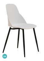 pack de 4 sillas pp color blanco con patas metalicas