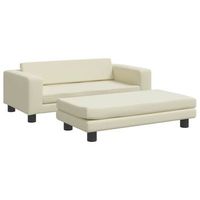 sofa para ninos y reposapies cuero sintetico crema 100x50x30 cm vidaxl