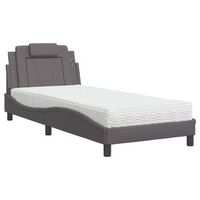 cama individual  cama para adultos  cama con colchon cuero sintetico gris 80x200 cm