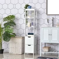 armario alto de bano multiusos de mdf kleankin 30x30x144 cm - blanco