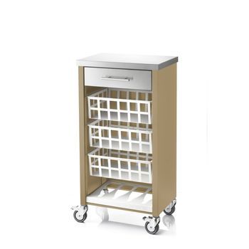 Carrito De Cocina Moher Con Encimera Inox, 3 Cestas, Cajón Y Botellero,,arena