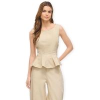 vila blusa top chia peplum - birch para mujer
