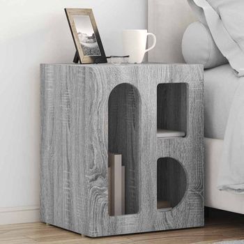 Set De 2 Mesitas De Noche - Mueble De Dormitorio - Madera De Ingeniería - Gris Sonoma (40x35x50cm)