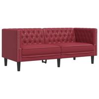sofa chesterfield de 2 plazas  sofa de descanso cuero artificial rojo tinto