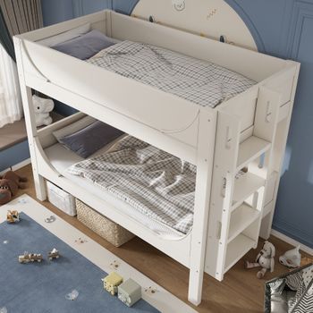 Litera Infantil Blanca 90x200 Cm Convertible En Dos Camas Individuales