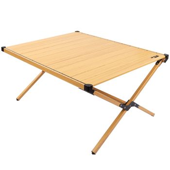 Mesa Plegable Glamping Desmontable con Bolsa de Transporte, 88,5x70,5x43 Cm, Tierra