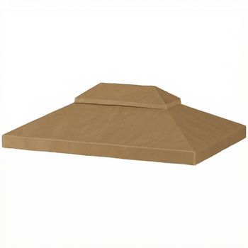 Outsunny Lona de repuesto para pabellón lona de pérgola 4 x 3 m, techo doble con orificios de drenaje, poliéster 370 g/m², beige   Aosom España