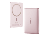 powerbank - baseus picogo am41 ultra-fina 5000 mah 20w carga magnetica con cable tipo c 60w pass-through rapida rosa nebula