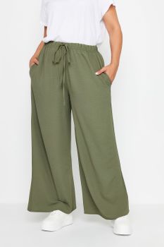 Yours Pantalones Anchos Caqui De Sarga, Mujer Curvy Y Tallas Grandes, Yours