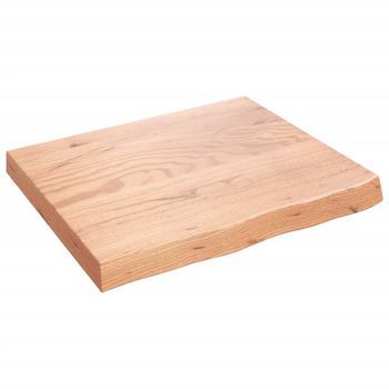 Encimera Baño Madera Maciza Tratada Marrón Claro 60x50x(2-6) Cm