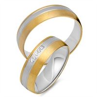 alianzas 14 quilates oro amarillo-blanco 5 diamantes