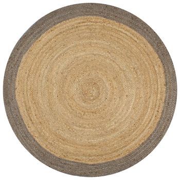 Alfombra Hecha A Mano De Yute Con Borde Gris 150 Cm Vidaxl