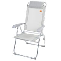 silla plegable camping multiposicion antivuelco con cojin 44x55x101 cm gris