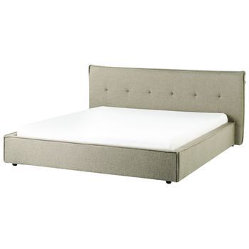 Cama Con Somier Tapicería De Tela Patas Negras Con Cabecero Y Somier Dormitorio Verde 180 X 200 Cm Lestre