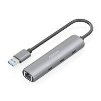 aisens usb3 0 dock usb a a ethernet gigabit hub 3xusb c gris 15cm