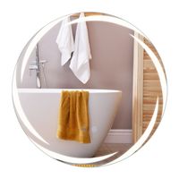 costway espejo led redondo 60cm bano luces 3 colores antivaho luz trasera regulable plata