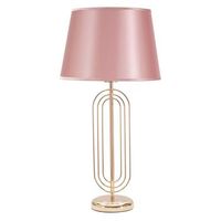 lampara de metal dorado con pantalla rosa o cm 33x64
