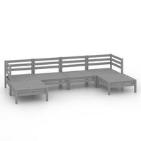 muebles de jardin 6 uds  mesa y sillas gris madera de pino maciza