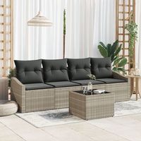juego de sofa de jardin de 5 piezas con cojines gris claro ratan sintetico v1785 unico  gris