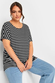 Yours Camiseta Estampada De Rayas Negras , Mujer Curvy Y Tallas Grandes, Yours