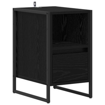Mesita De Noche | Armario De Noche | Mesa De Noche Con Cajón Roble Negro 39,5 X 30 X 50 Cm