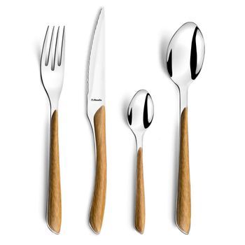 Set 24 Cubiertos Mango Madera 14-8-25cm Amefa Eclat - Madera No Apto Microondas